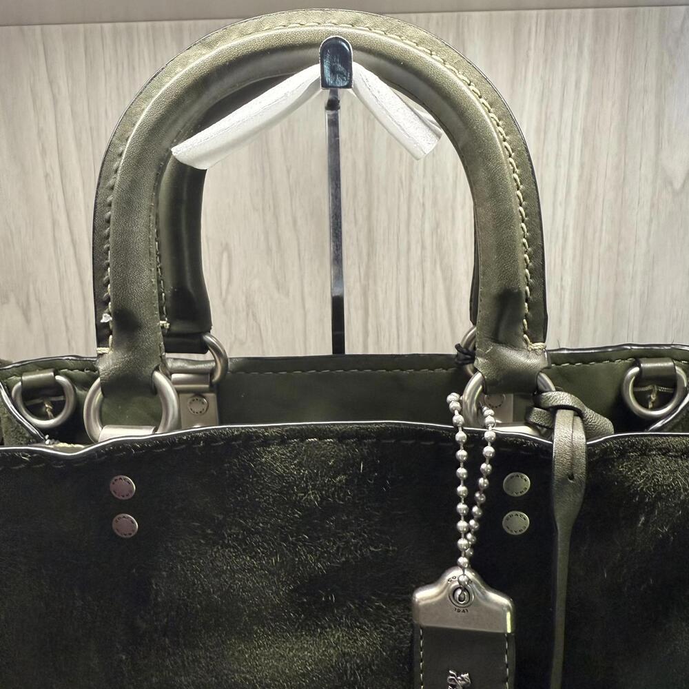 RARE NWT Coach 1941 Cervo Suede Fringe Rogue 31 Bag - Fern Green - Picture 12 of 15